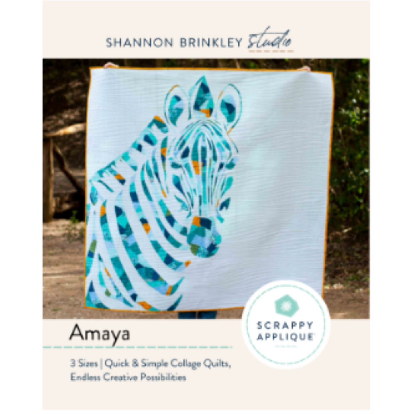 Amaya (Zebra) - Scrappy Appliqué Quilt Pattern Book - Includes small, medium and large templates