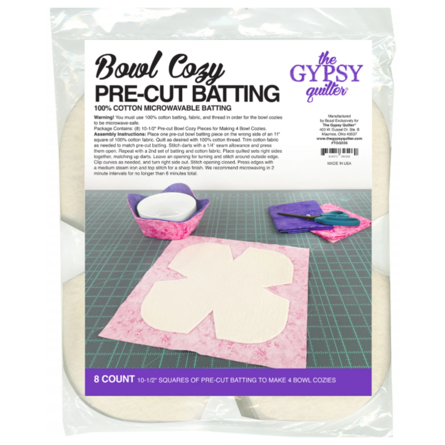 Bowl Cozy Pre-Cut Batting (Size small) 8ct