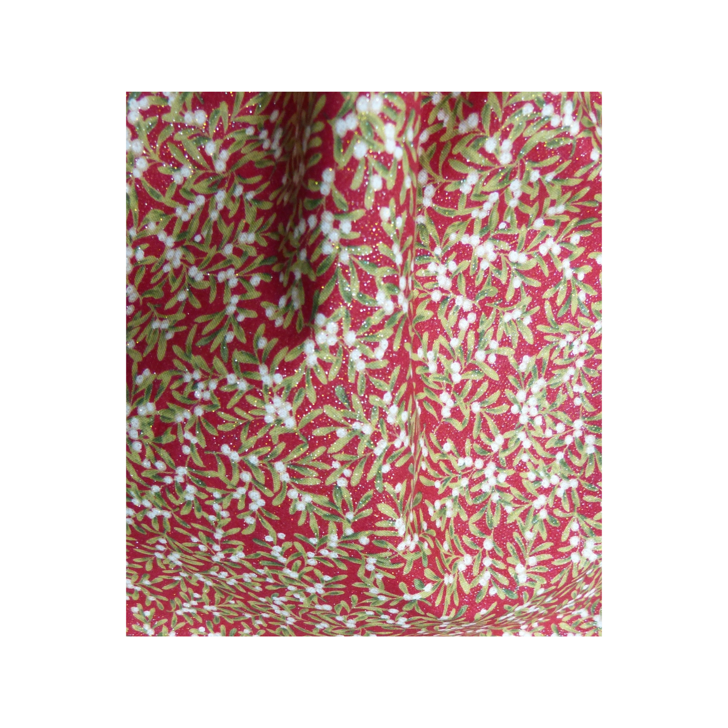 Lined Fabric Gift Bag – Shimmering Holly-Inspired Print (Large)