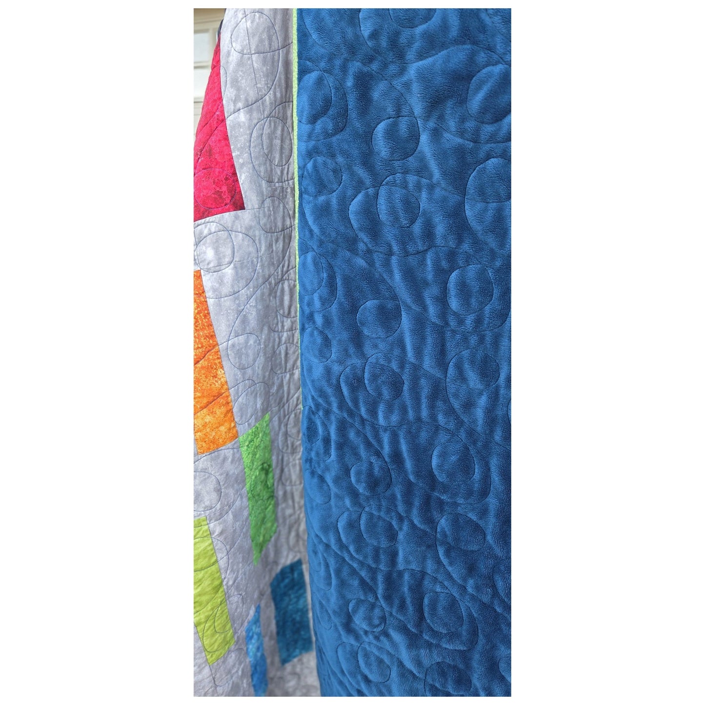 Bar Code Rainbow Throw Quilt – Cotton Top & Minky Backing