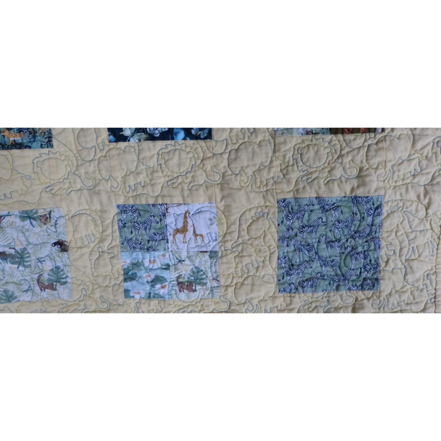 Jungle Baby/Toddler Quilt with Yellow Piecing and Minky backing