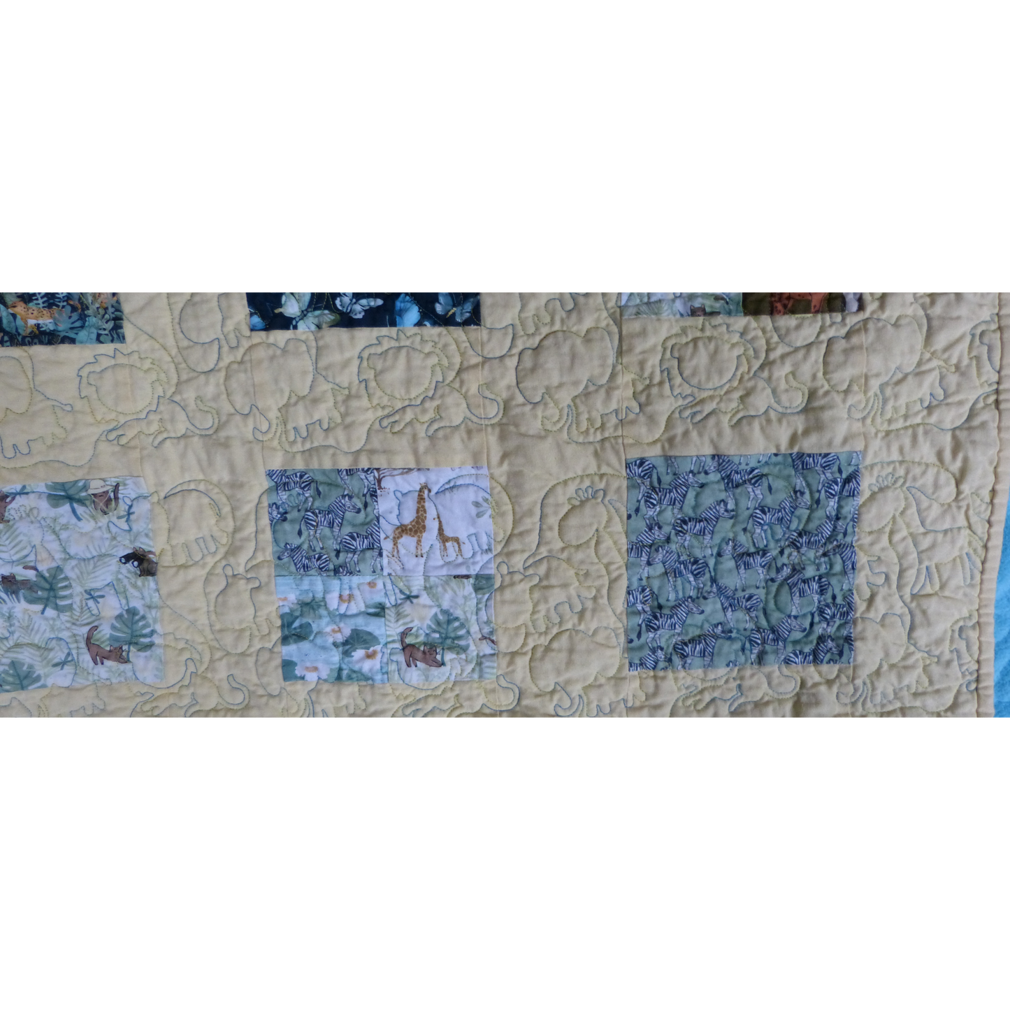 Jungle Baby/Toddler Quilt with Yellow Piecing and Minky backing