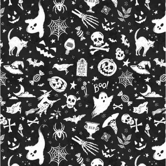 Black Haunting Toss Fabric - 1/2yd cut