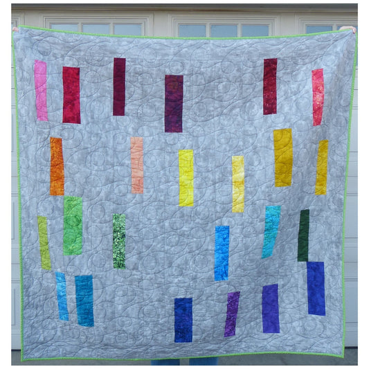 Bar Code Rainbow Throw Quilt – Cotton Top & Minky Backing