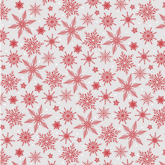 Grey Red Snowflakes on Gray Fabric - 1/2 yard cuts - Tailgate Traditions Collection - Pre-order Oct 2026