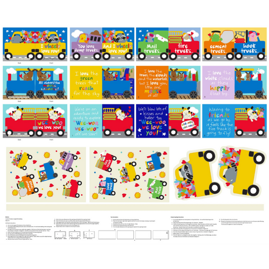 Multi I Wheely Love You Book Panel 36"