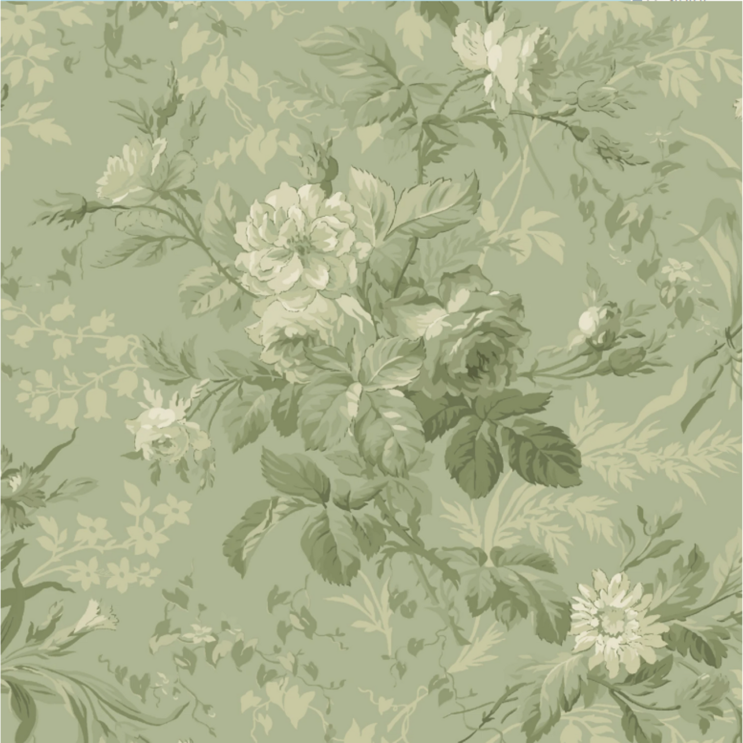 Kathleen's Story - Green Monotone Floral - 1/2yd cuts