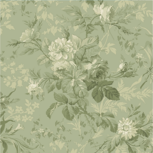 Kathleen's Story - Green Monotone Floral - 1/2yd cuts