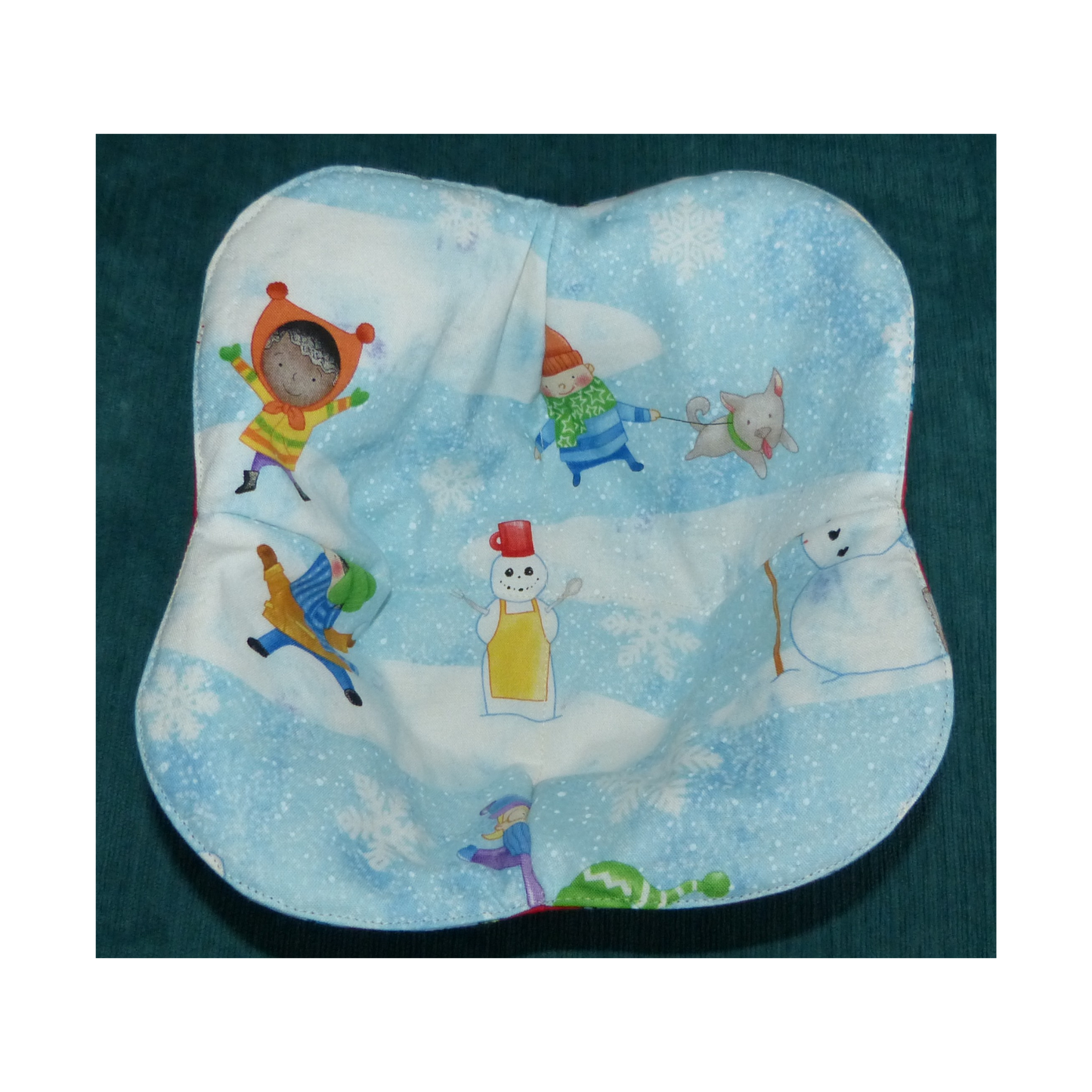 Snow Day Bowl Cozy – Reversible and microwave safe