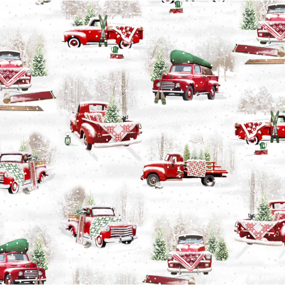 Multi Small Trucks Fabric - 1/2 yard cuts - Tailgate Traditions Collection - Pre-order Oct 2026