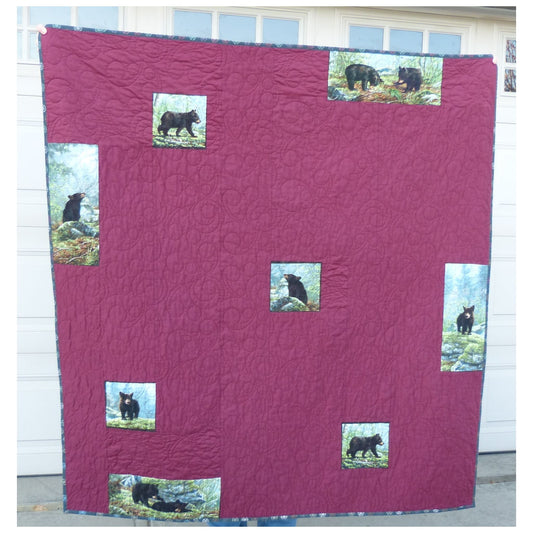 Bear Cub Nature Throw Quilt - 100% Cotton