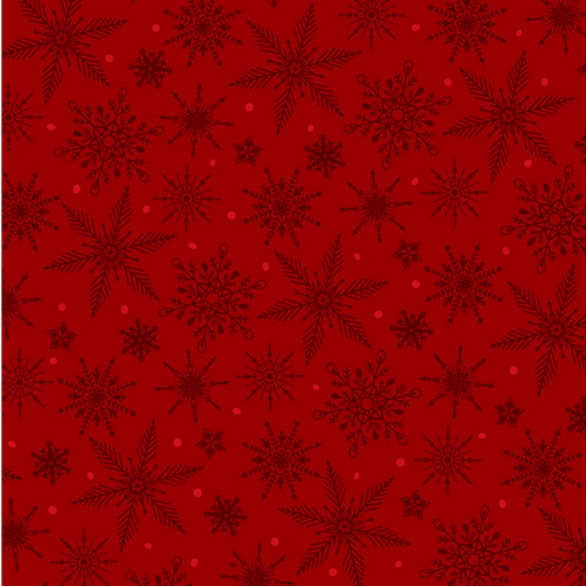 Red Tonal Snowflake Fabric - 1/2 yard cuts - Tailgate Traditions Collection - Pre-order Oct 2026