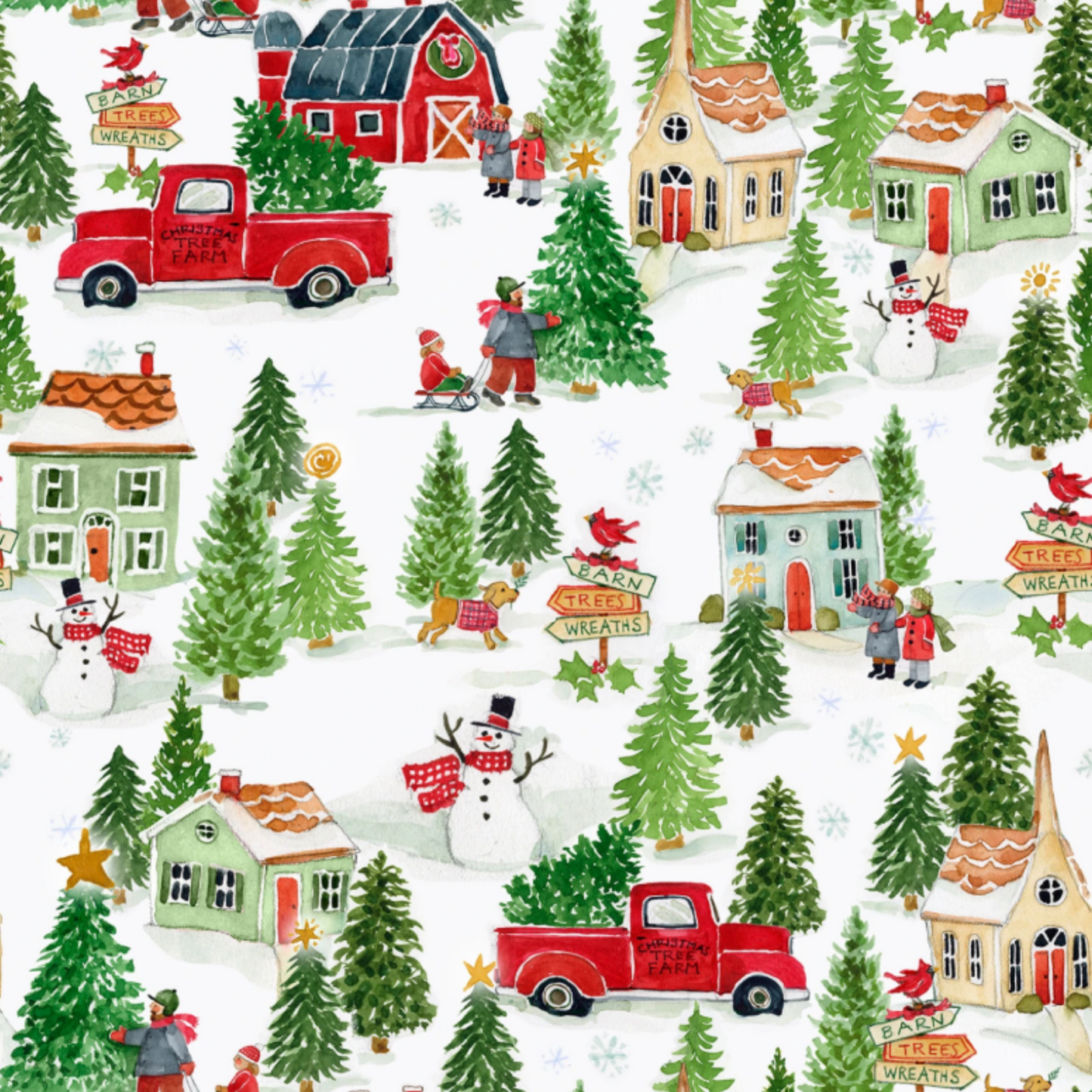 Scenic Multi Christmas Fabric - 1/2 yard cuts - Snowy Greetings Collection