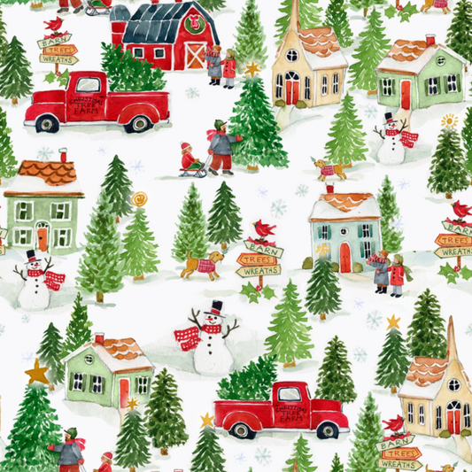 Scenic Multi Christmas Fabric - 1/2 yard cuts - Snowy Greetings Collection