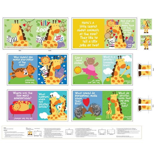 Multi Silly Zoo Book Panel 36"