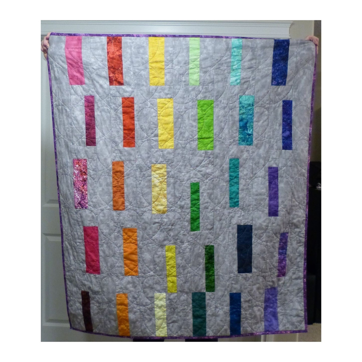 Bar Code Rainbow Throw Quilt - 100% Cotton