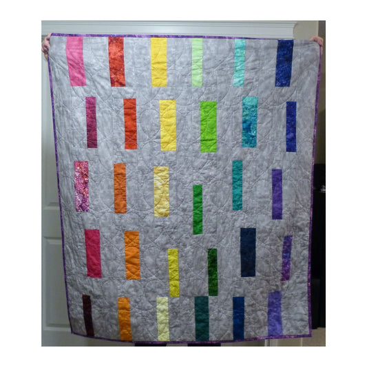 Bar Code Rainbow Throw Quilt - 100% Cotton