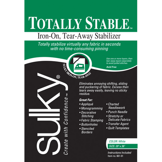 Sulky Totally Stable Iron-on Tear-Away Stabilizer White 20" x 1 yd