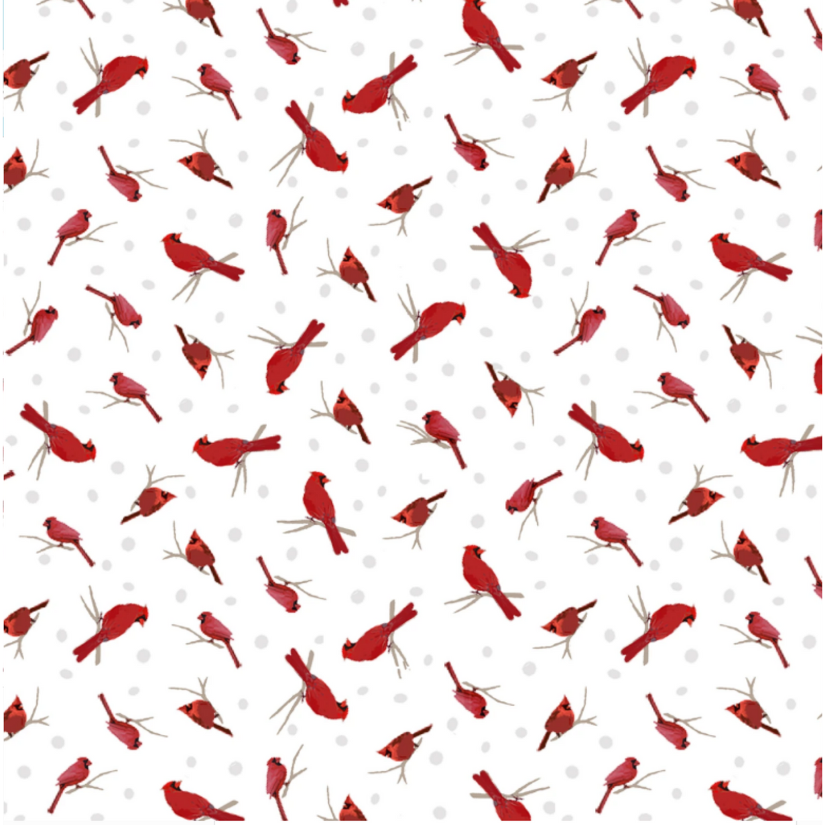 White Cardinals  Fabric - 1/2 yard cuts - Tailgate Traditions Collection - Pre-order Oct 2026