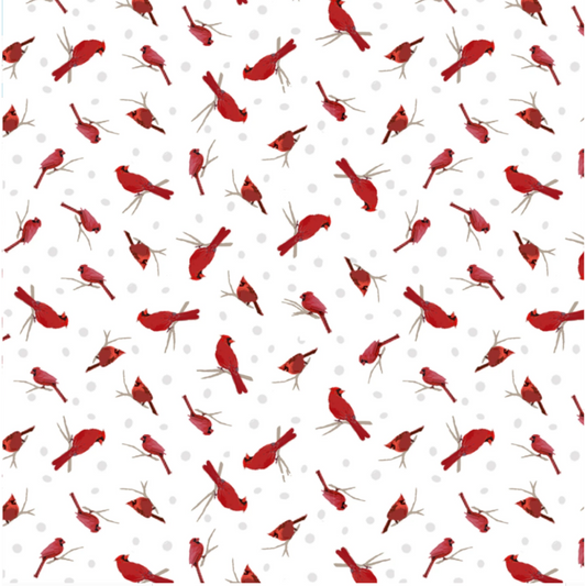 White Cardinals  Fabric - 1/2 yard cuts - Tailgate Traditions Collection - Pre-order Oct 2026