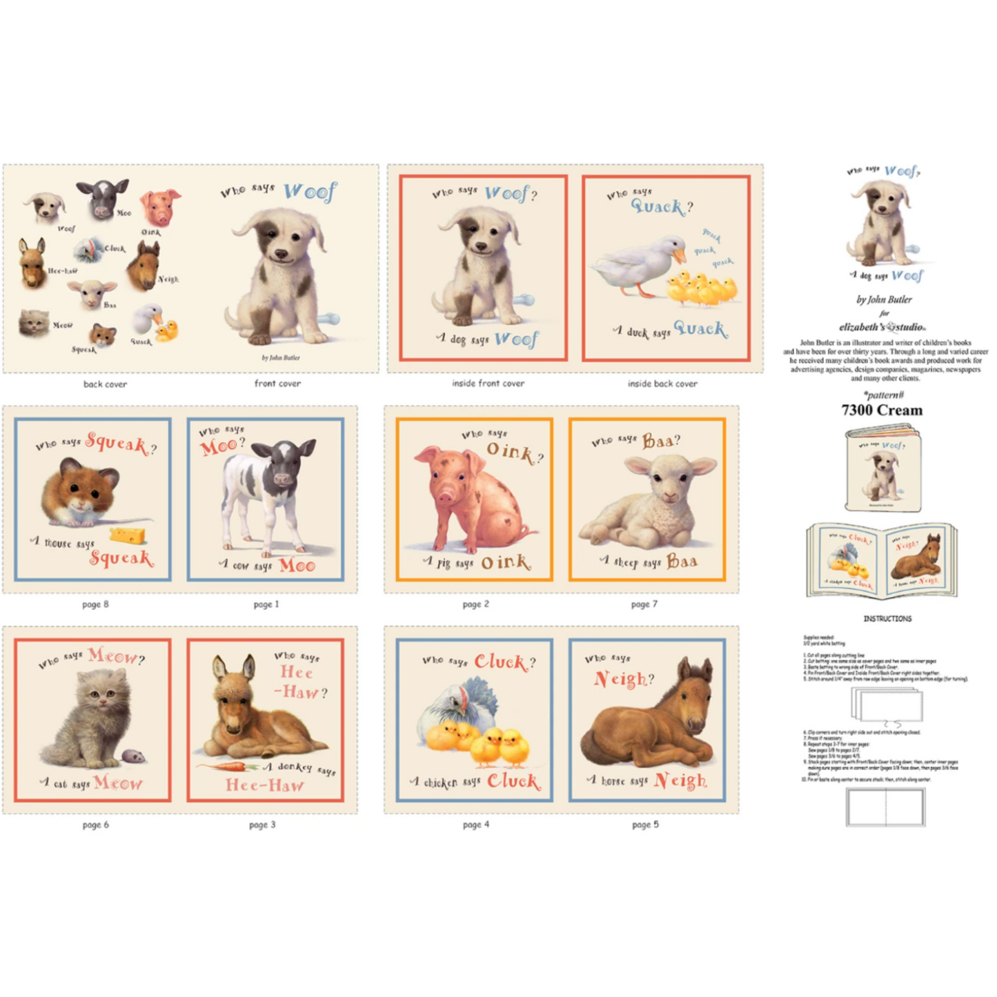 Animal Friends 36in Book Panel - Who says woof?