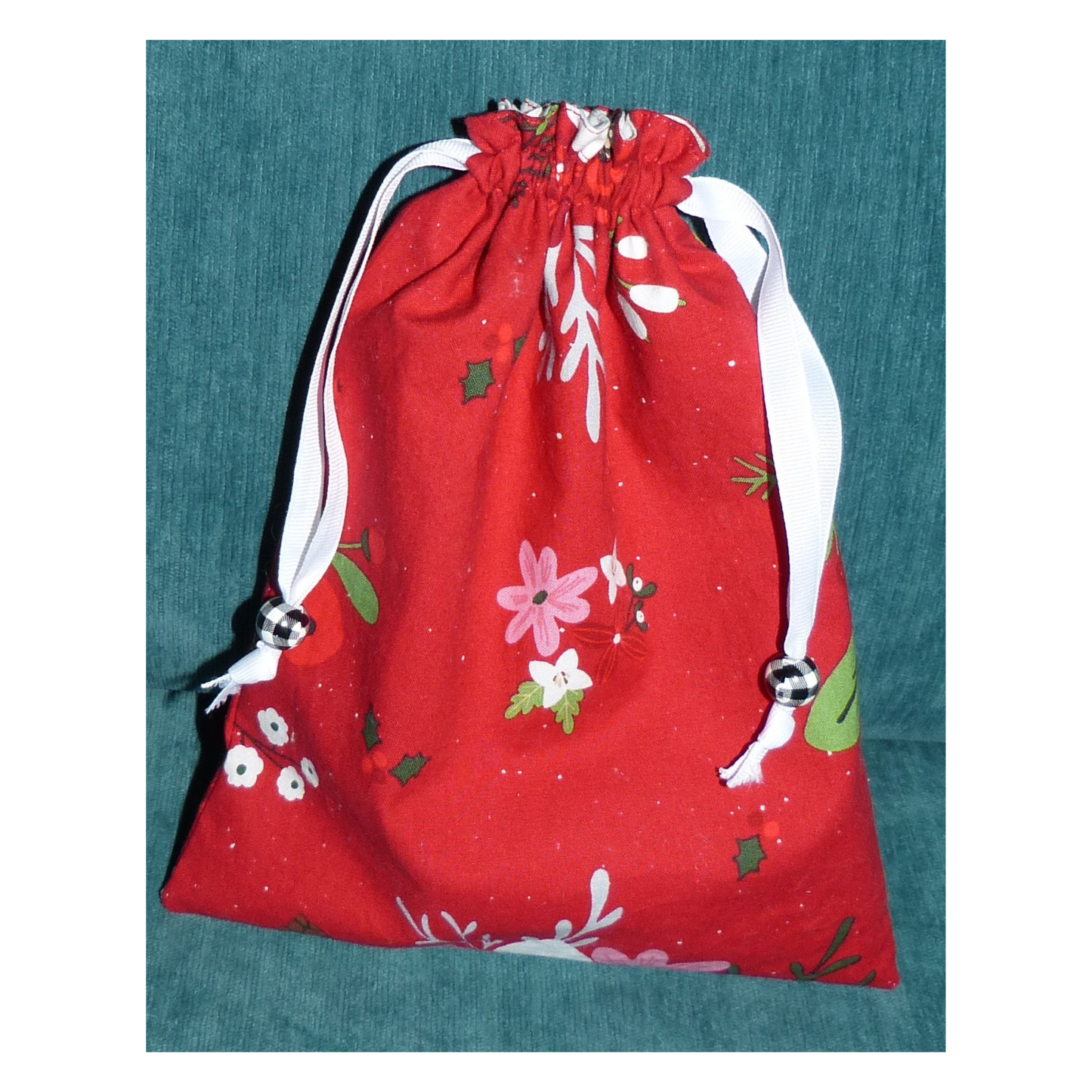 Lined Fabric Gift Bag – Festive Winter Floral (Small)