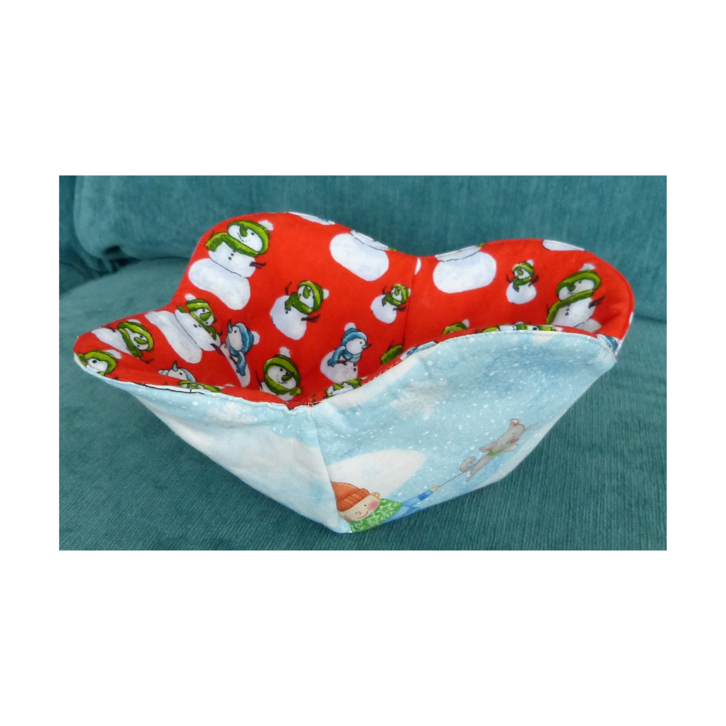 Snow Day Bowl Cozy – Reversible and microwave safe