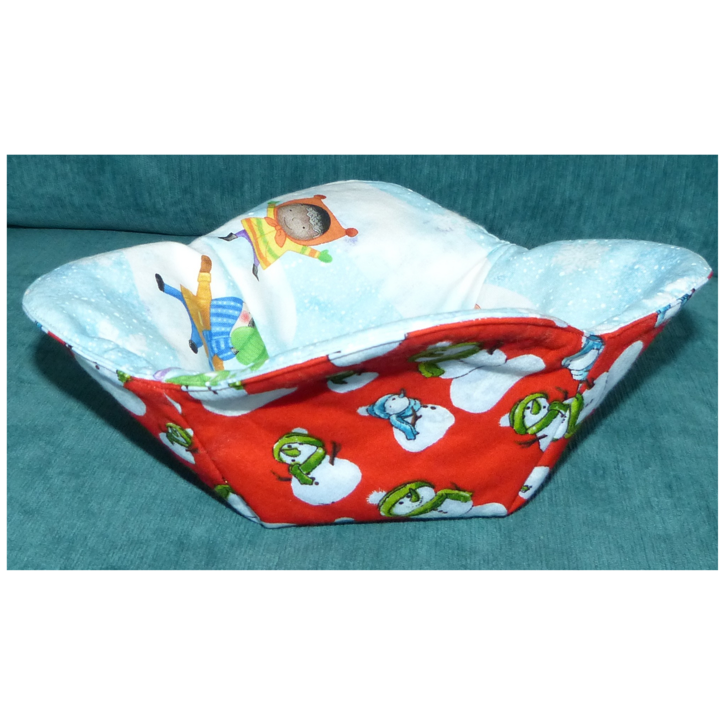 Snow Day Bowl Cozy – Reversible and microwave safe