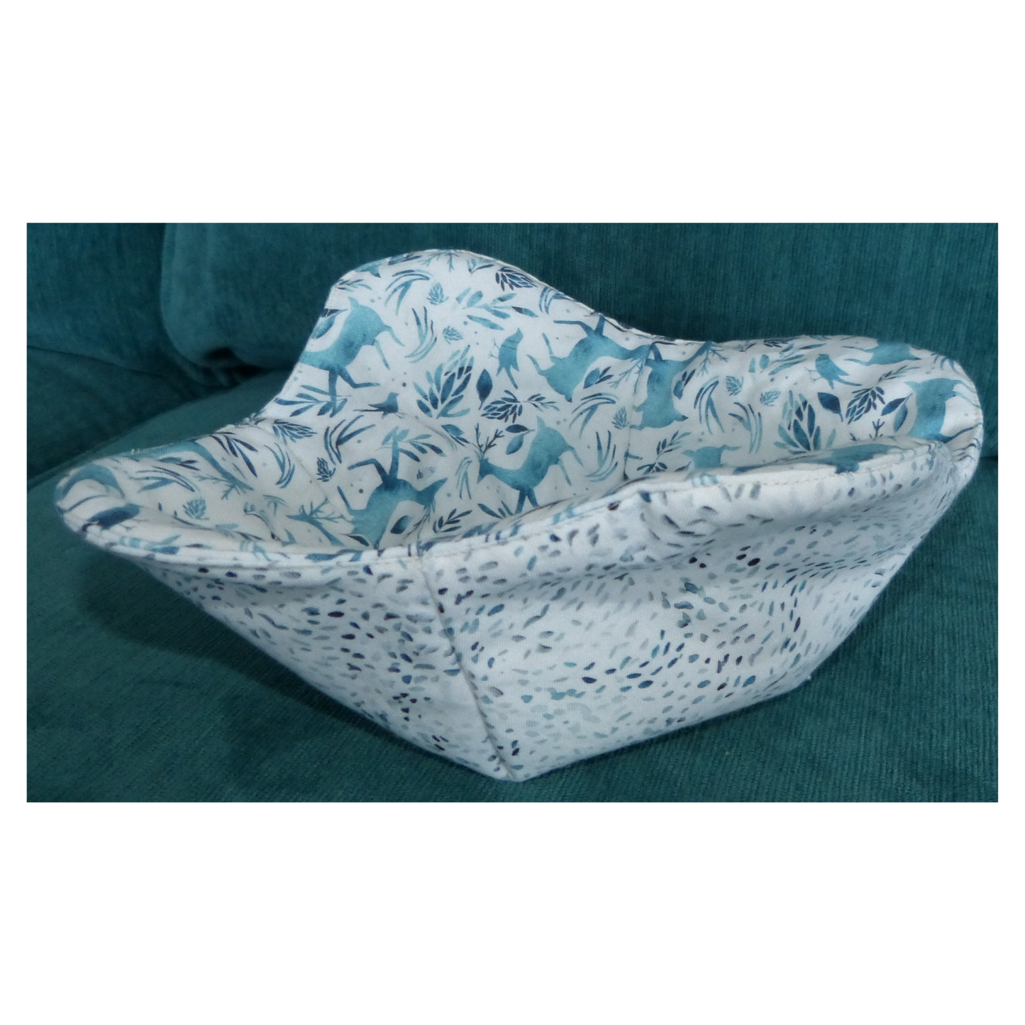Calm Winter Deer Bowl Cozy – Reversible & Microwave Safe